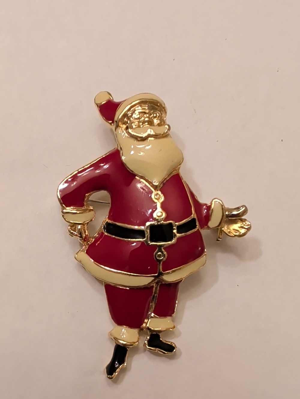 Gold-Tone Red Santa Claus Enamel Pin